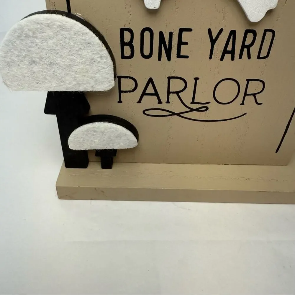 Bone Yard Parlor Sign Tombstone Halloween Decor